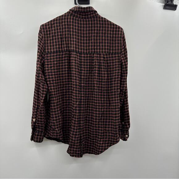 Beach Lunch Lounge Black & Coral Long Sleeve Half Button‎ Down Shirt Size S - Picture 4 of 9